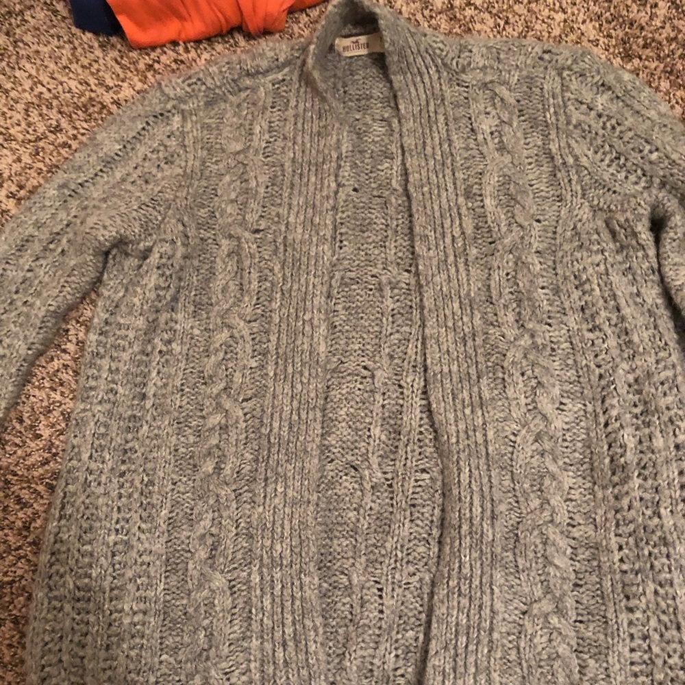 grey cardigan